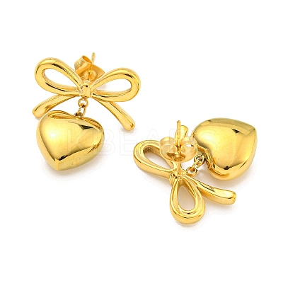 Bowknot Ion Plating(IP) 304 Stainless Steel Stud Earrings EJEW-R164-01G-1