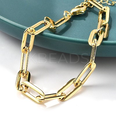 Brass Paperclip Chain Bracelets for Women Men BJEW-F494-03G-1