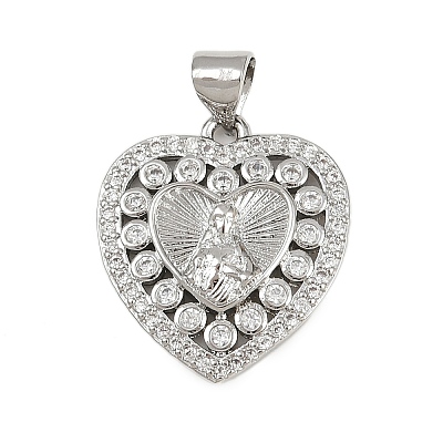 Brass Micro Pave Cubic Zirconia Pendants KK-P323-11D-P02-1
