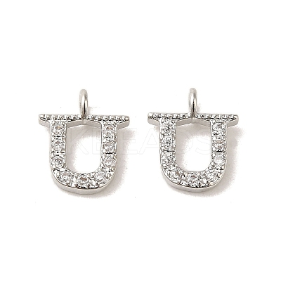 Initial Letter Brass Micro Pave Cubic Zirconia Pendants ZIRC-F008-U-1