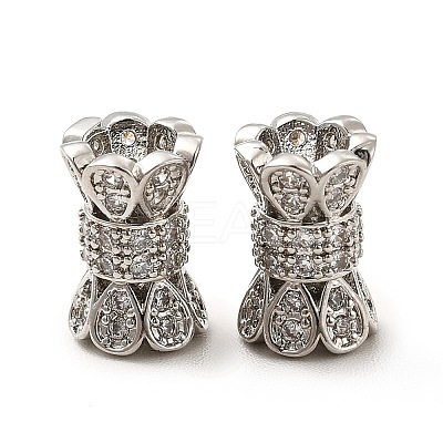 Rack Plating Brass Micro Pave Cubic Zirconia Beads KK-C010-38-1