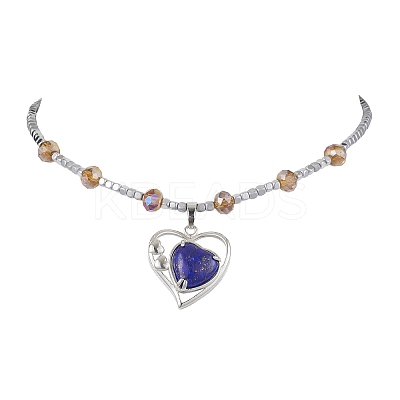 Non-magnetic Synthetic Hematite & Glass Beaded Necklaces NJEW-JN04811-1