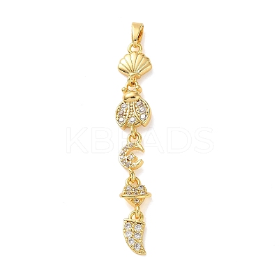 Brass Micro Pave Clear Cubic Zirconia Pendants KK-D101-01A-G-1