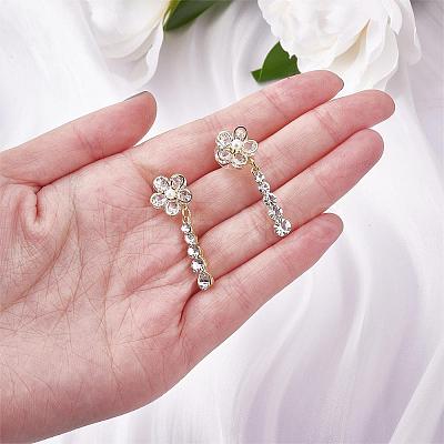 Flower Dangle Drop Stud Earrings Cubic Zirconia Crystal Rhinestone Pearl Flower Drop Earrings Party Christmas Wedding Jewelry Gifts for Women JE1068A-1