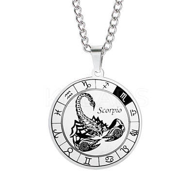 Non-Tarnish Unisex 201 Stainless Steel Constellation Pendant Necklaces NJEW-T011-LA721-8-1