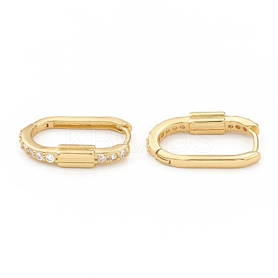 Clear Cubic Zirconia Oval Hoop Earrings EJEW-L231-68G-1