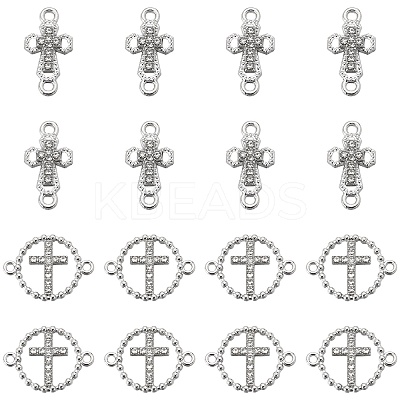 40Pcs 2 Styles Religion Alloy Crystal Rhinestone Connector Charms FIND-SC0007-91-1