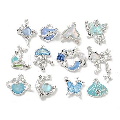 Alloy Rhinestone & Enamel Pendants PALLOY-F312-01S-1