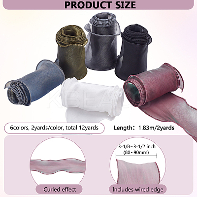 12Yards 6 Colors Polyester Gauze Ribbon OCOR-PH0006-14-1