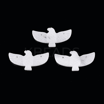 Eagle Shape Natural White Jade Gemstone Pendants G-P563-05E-1