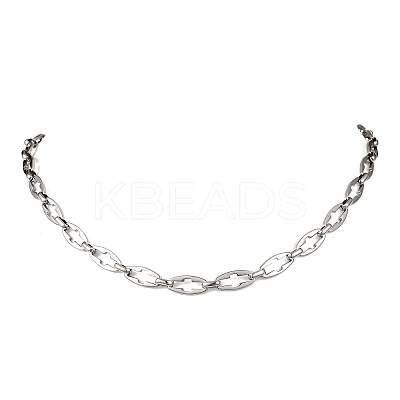 304 Stainless Steel Cross Link Chain Necklaces for Women Men NJEW-JN05431-01-1