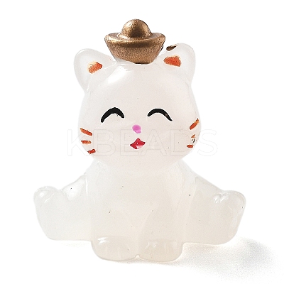 Luminous Resin Lucky Cat Display Decorations DJEW-P020-01D-1