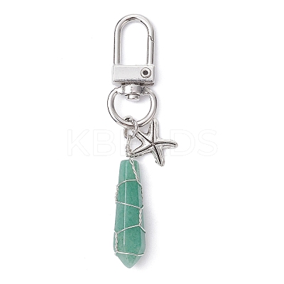 5Pcs 5 Styles Wire Wrapped Bullet Naturl Gemstone Pendant Decoraiton HJEW-JM01391-S-1
