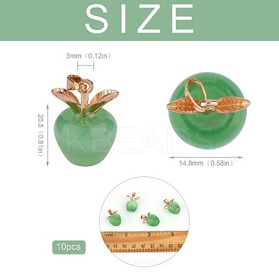 10Pcs Apple Gemstone Charm Pendant Crystal Quartz Healing Natural Stone Pendants Opal Buckle for Jewelry Necklace Earring Making Crafts JX526G-1