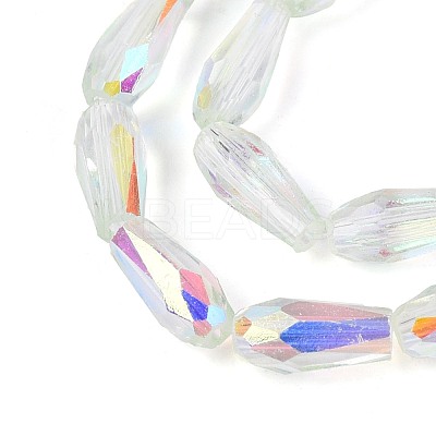 AB Color Plated Transparent Glass Teardrop Beads Strands EGLA-T029-08B-1
