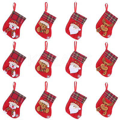 12Pcs 4 Styles Cloth Christmas Stocking Gift Bag Pendant Decoration FIND-SP0020-60C-1