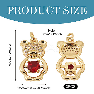 2Pcs Brass Micro Pave Cubic Zirconia Pendants KK-TA0002-81B-1