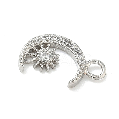 Brass Micro Pave Clear Cubic Zirconia Charms KK-H528-07B-P-1
