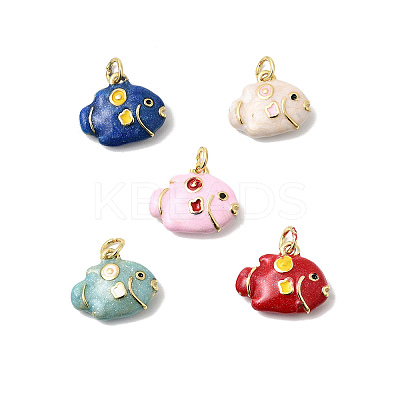 Brass Enamel Pendants KK-P343-03G-1