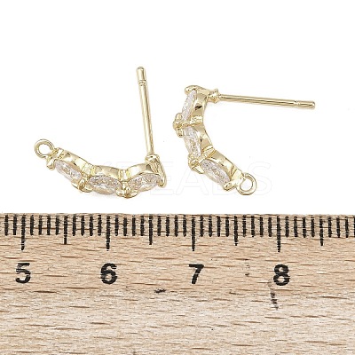 Flat Round Brass Micro Pave Clear Cubic Zirconia Stud Earring Findings KK-F921-10G-1