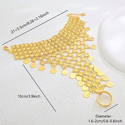 Iron Layered Coin & Flower Link Ring Bracelets for Women WS2112-1