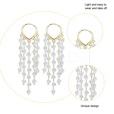 2 Pairs 2 Colors Dyed Natural Quartz Crystal Chips Tassel Earrings EJEW-FI0001-85-1