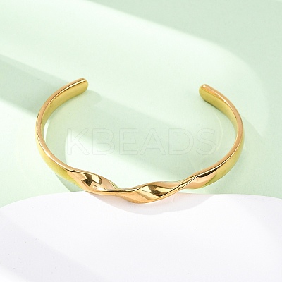 304 Stainless Steel Cuff Bangles for Women BJEW-D361-03G-1