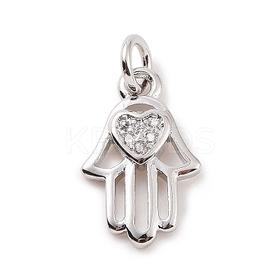 Brass Micro Pave Cubic Zirconia Palm Charms KK-C012-08P-1