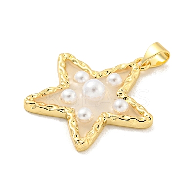 Rack Plating Brass & Epoxy Resin Pendants X-KK-C059-08A-G-1