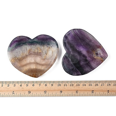 Natural Fluorite Carved Heart Figurines Statues for Home Desktop Decoration DJEW-A016-01-1