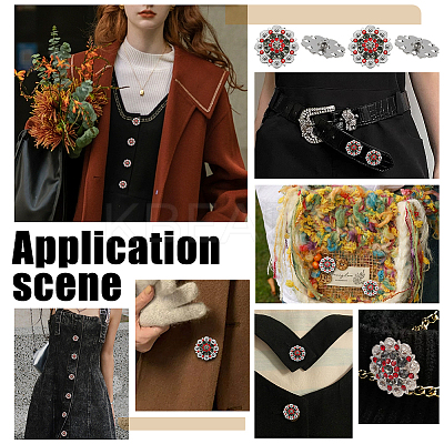 20Pcs Flower Zinc Alloy & Rhinestone & Glass Rivets BUTT-NB0001-84B-1