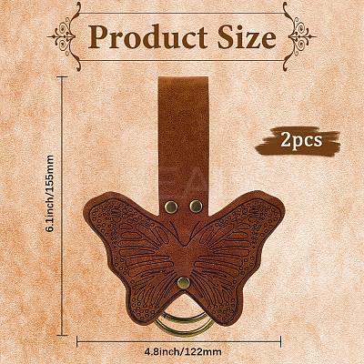 Butterfly Shape PU Leather Medieval Belt Pendant. with Alloy Ring HJEW-WH20012-09B-1