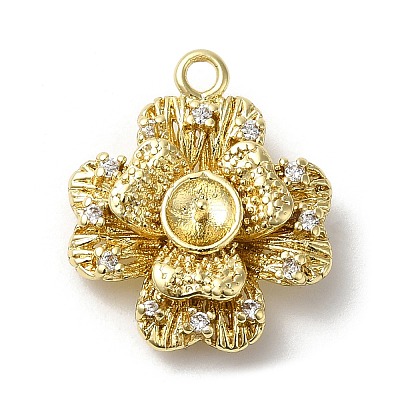 Rack Plating Brass Cubic Zirconia Pendants KK-M267-14G-1