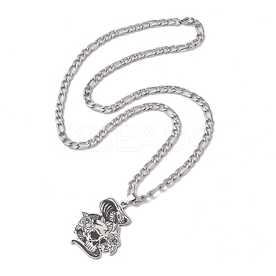 Snake with Skull 201 Stainless Steel Pendant Necklaces NJEW-K253-30P-1