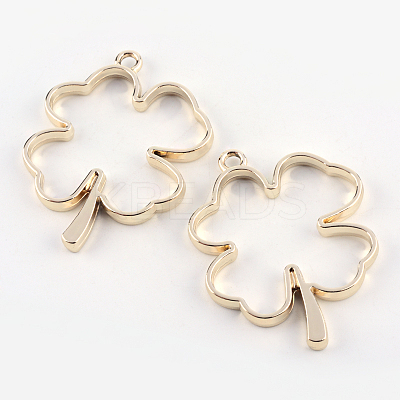 Rack Plating Alloy Irish Clover Open Back Bezel Pendants LS-PALLOY-S047-06E-FF-1