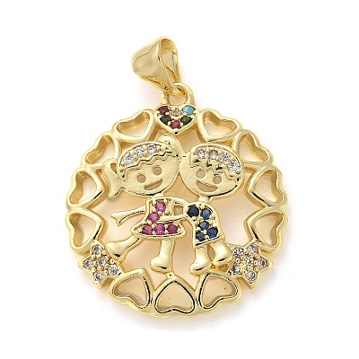 Brass Micro Pave Cubic Zirconia Pendants KK-M319-24G-02-1