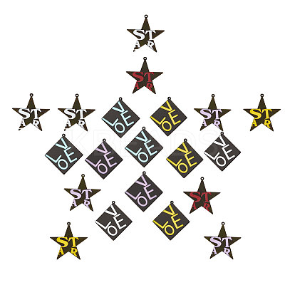 20Pcs 2 Style Spray Painted Cellulose Acetate(Resin) Pendants RESI-SC0002-02-1
