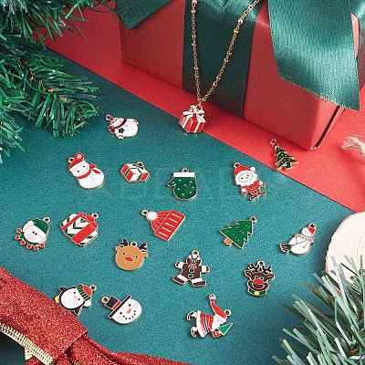 50Pcs 25 Style Christmas Alloy Enamel Pendants ENAM-SZ0003-09-1