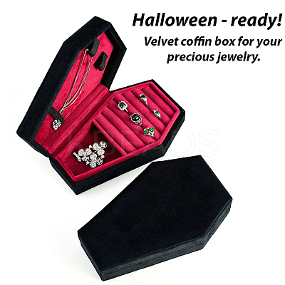 1Pc Coffin Shaped Velvet Jewelry Storage Boxes DARK-BBC0001-01-1