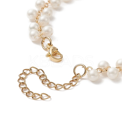 Shell Pearl Round Beaded Charm Bracelet BJEW-TA00219-1