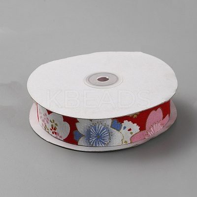 Cotton Flower Print Ribbons OCOR-WH0045-28B-01-1