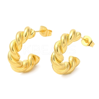 Ion Plating(IP) 304 Stainless Steel Rope Chains Shape Stud Earrings EJEW-B026-04G-1