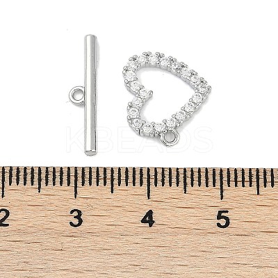 Brass Micro Pave Clear Cubic Zirconia Toggle Clasps LS-KK-K391-07P-1