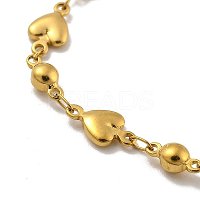 Heart & Round 304 Stainless Steel Link Chains Bracelets for Women LS-BJEW-B059-01G-01-1