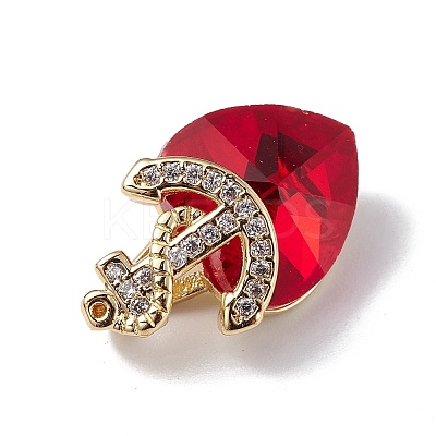 Real 18K Gold Plated Rack Plating Brass Micro Pave Clear Cubic Zirconia Pendants KK-C015-07G-11-1