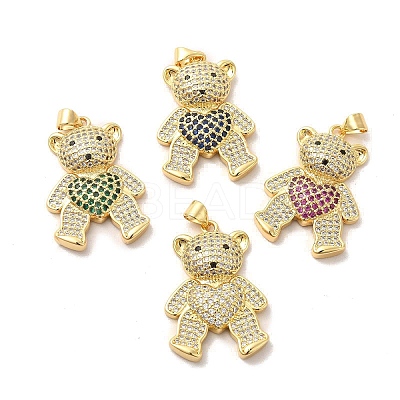 Brass Micro Pave Cubic Zirconia Pendants KK-A180-19G-1