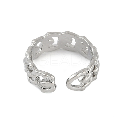 Hollow Rack Plating Brass Open Cuff Rings RJEW-D080-02P-1