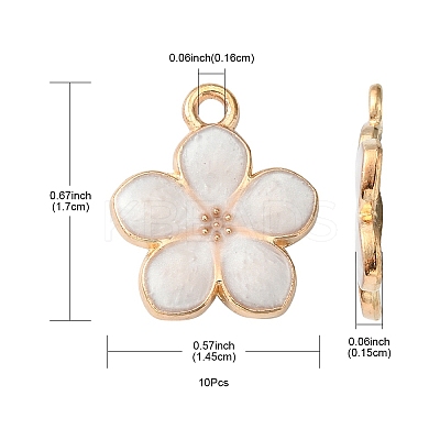 10Pcs Light Gold Plated Alloy Enamel Pendants ENAM-YW0002-15B-1