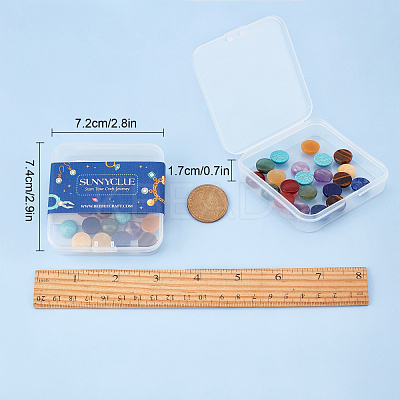 28Pcs 7 Style Carnelian & Yellow Aventurine & Tiger Eye & Green Aventurine & Lapis Lazuli & Amethyst & Turquoise Cabochons G-SC0002-13A-1