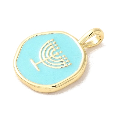 Hannukah Brass Enamel Pendants KK-M278-07B-G-1